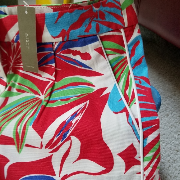 J Crew High Waist Vibrant Tropical Print Cotton Shorts Dolphin Hemline Sz 0 NWT - Picture 4 of 16